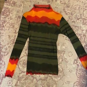 Long sleeve mesh turtleneck